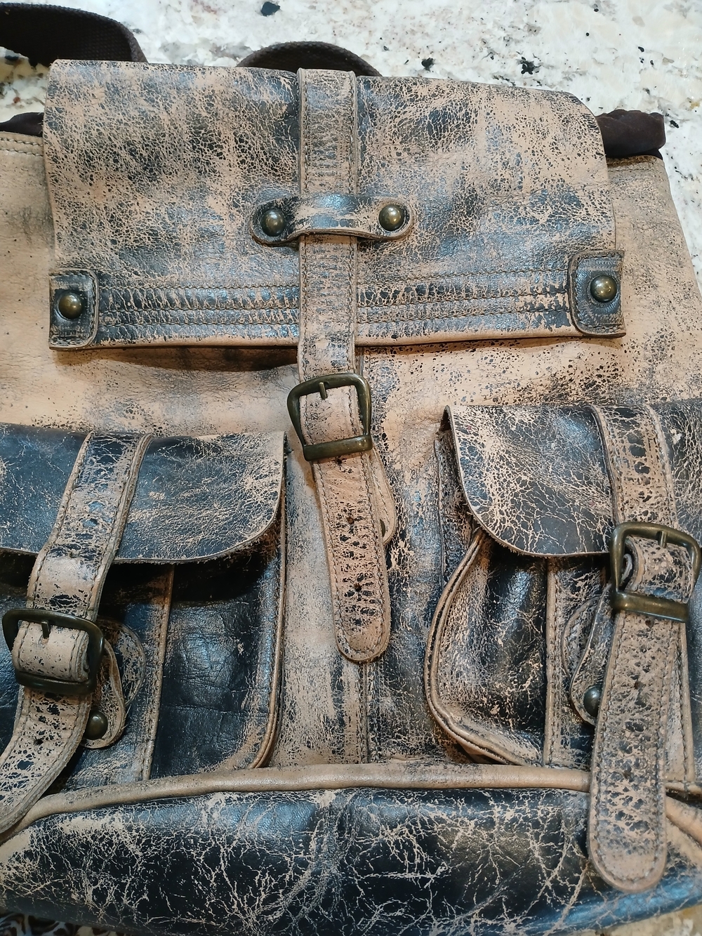 BED STU Distressed Leather JERICHO Brown Backpack - Picture 10 of 13